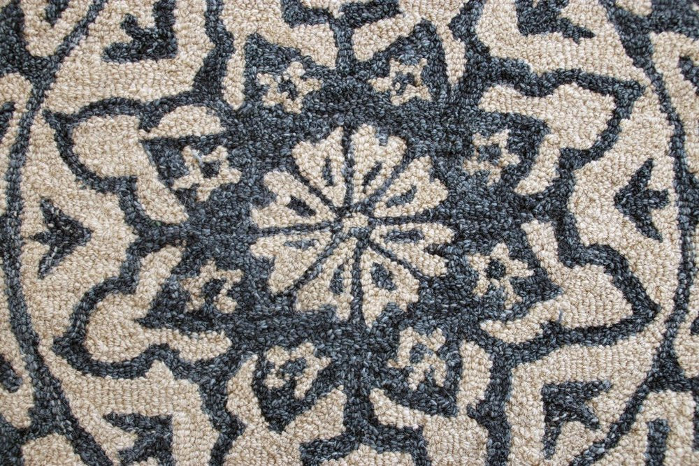 2' X 4' Navy And White Decorative Hearth Rug
