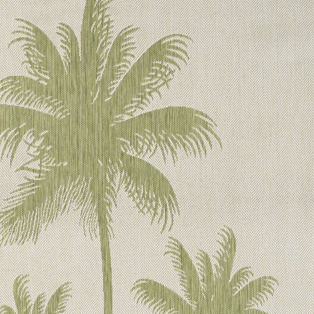 5' X 7' Beige And Green Palm Tree Indoor Outdoor Area Rug