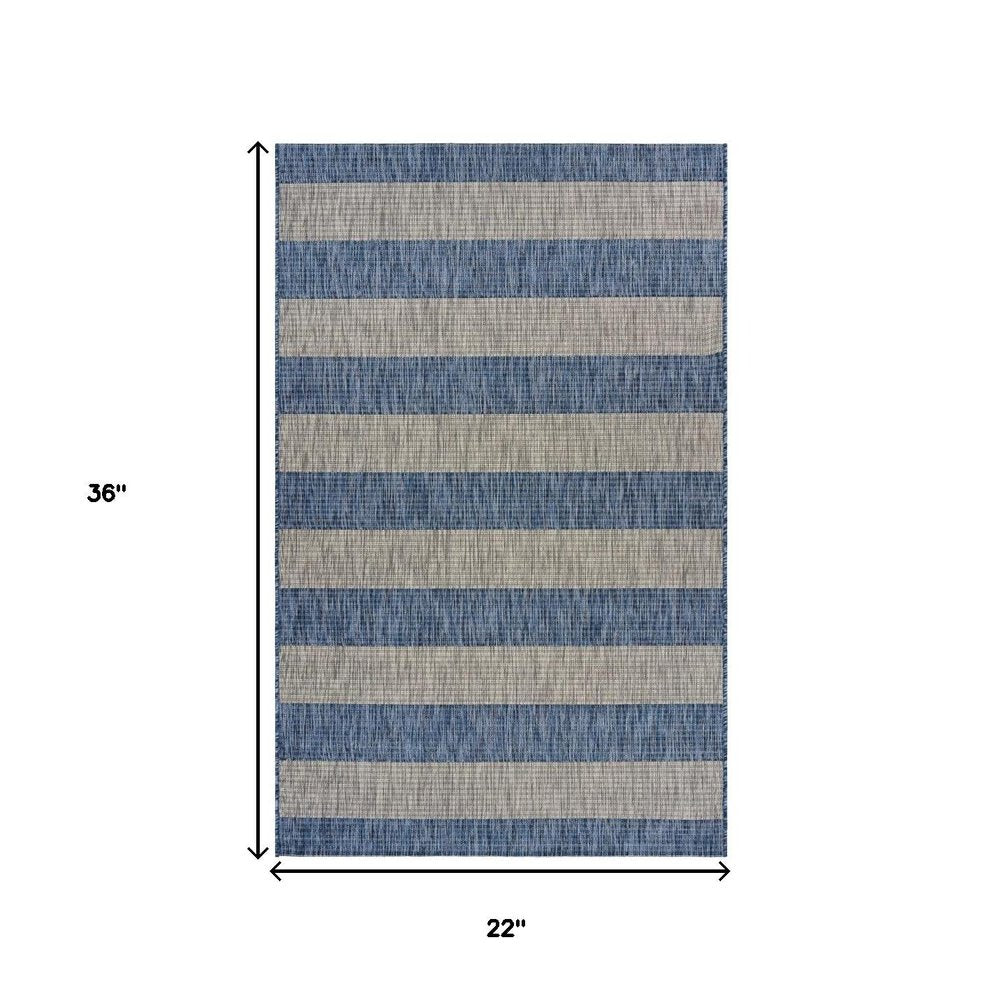 8' X 10' Blue And Gray Indoor Outdoor Area Rug