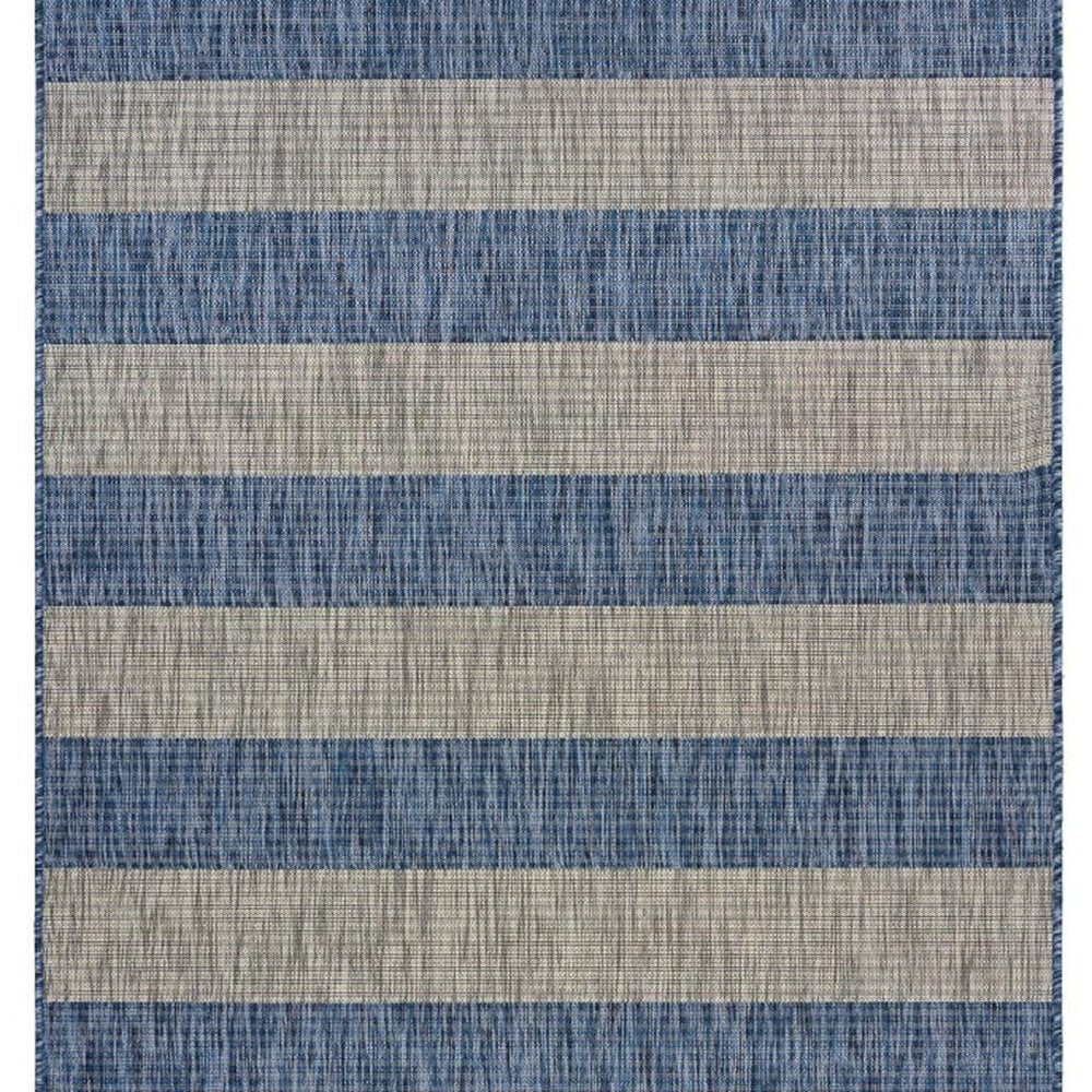 8' X 10' Blue And Gray Indoor Outdoor Area Rug