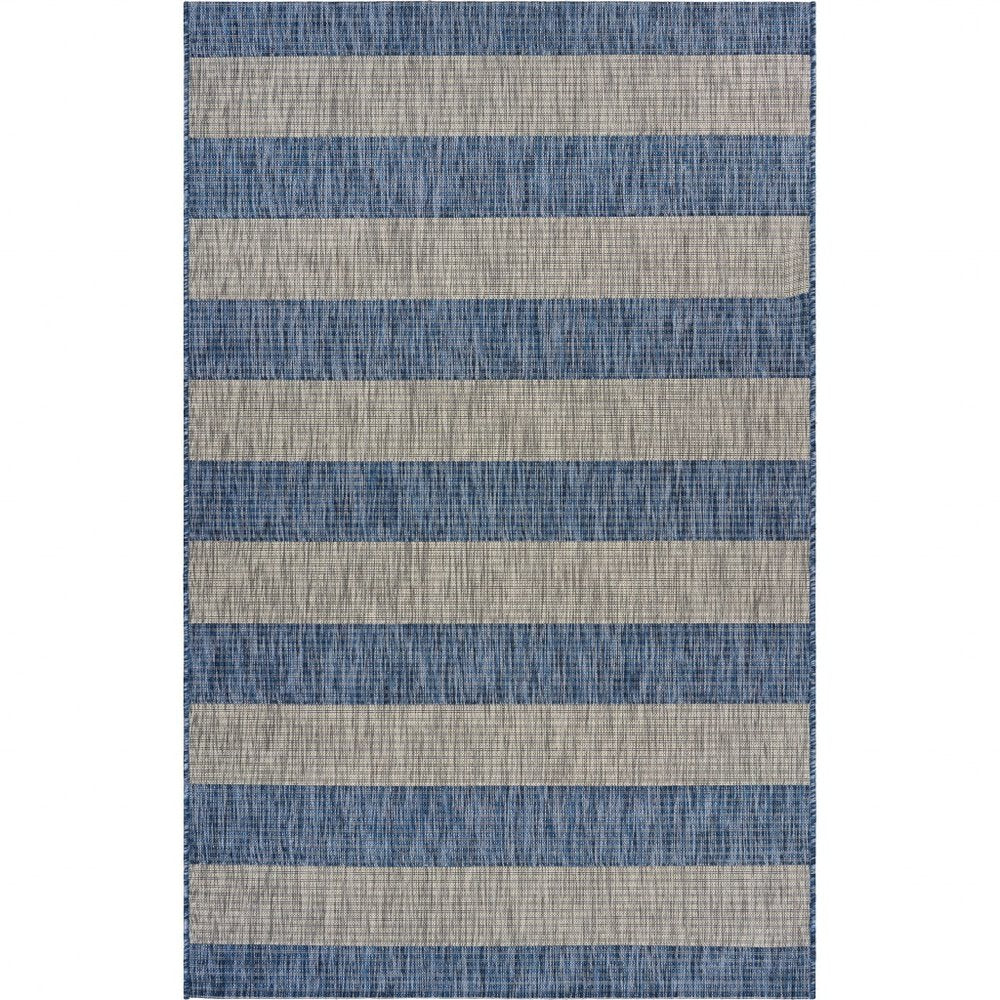 8' X 10' Blue And Gray Indoor Outdoor Area Rug