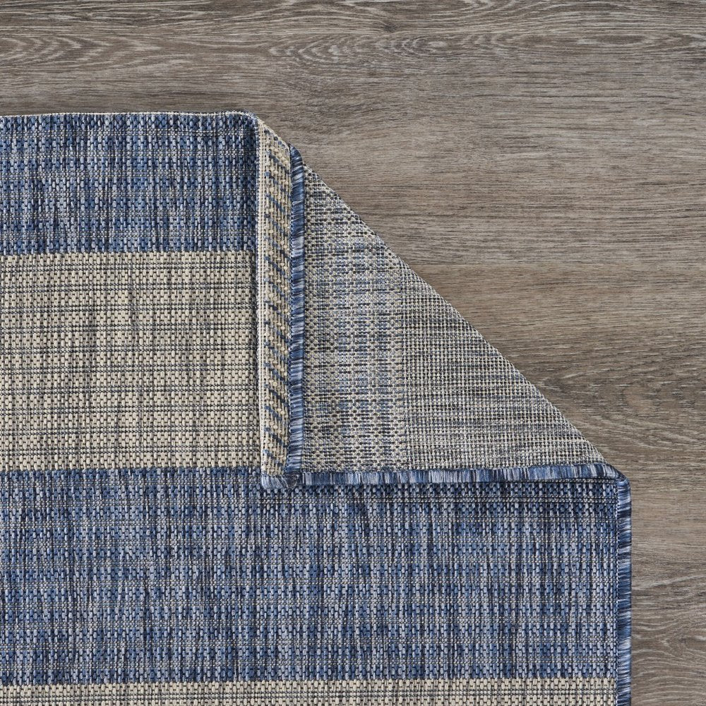 8' X 10' Blue And Gray Indoor Outdoor Area Rug