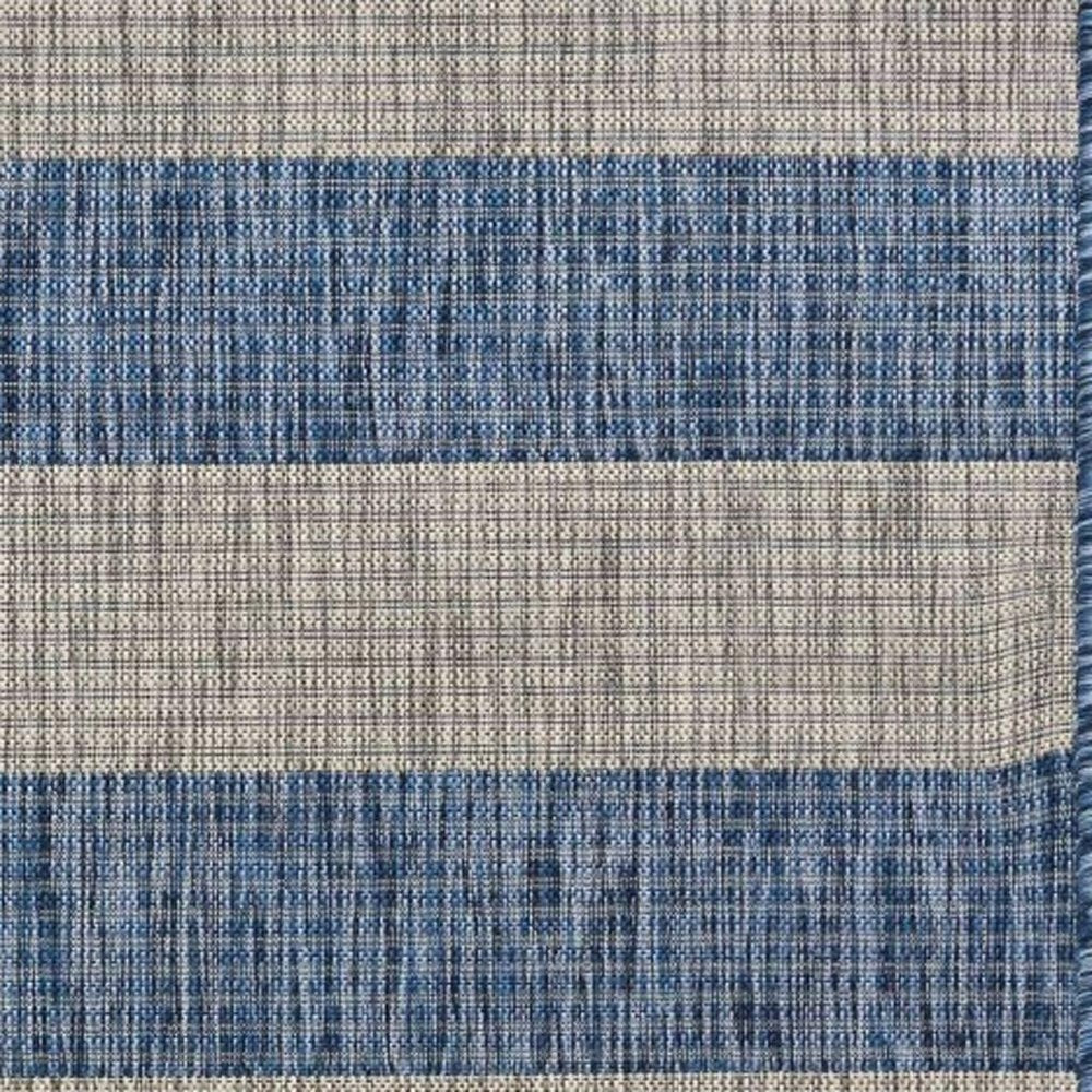 8' X 10' Blue And Gray Indoor Outdoor Area Rug