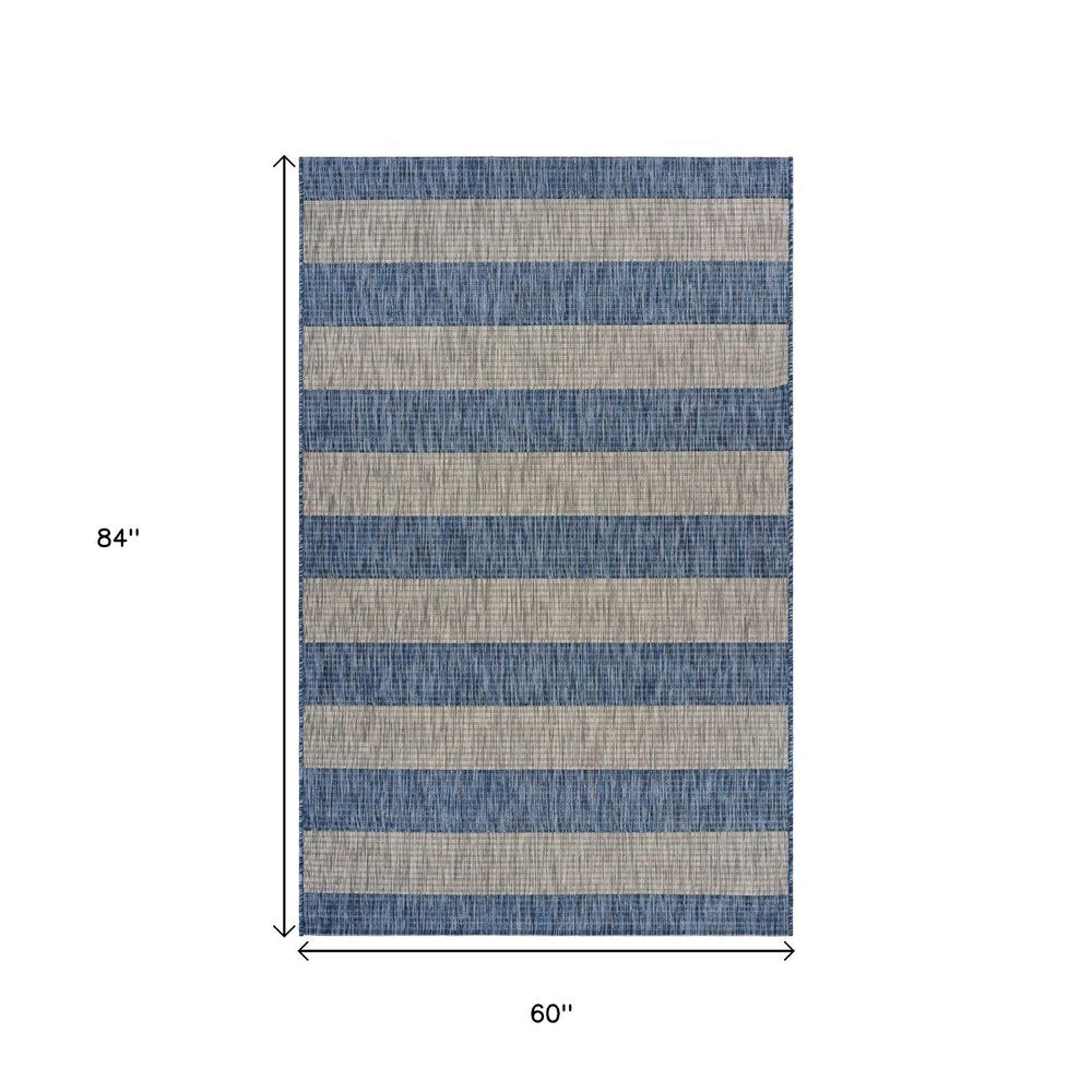 8' X 10' Blue And Gray Indoor Outdoor Area Rug