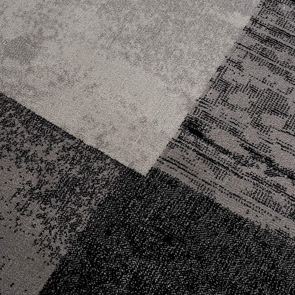 13' Gray And Black Geometric Shag Runner Rug