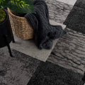 13' Gray And Black Geometric Shag Runner Rug