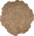 5' X 5' Natural Jute Abstract Geometric Hand Braided Area Rug
