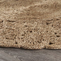 5' X 5' Natural Jute Abstract Geometric Hand Braided Area Rug