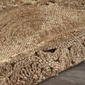 5' X 5' Natural Jute Abstract Geometric Hand Braided Area Rug