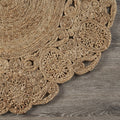 6' Natural Jute Abstract Geometric Hand Braided Round Rug