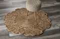 6' Natural Jute Abstract Geometric Hand Braided Round Rug