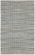 5' X 8' Blue and Ivory Hand Woven Area Rug