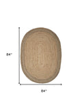 5' X 7' Natural Jute Hand Braided Oval Rug