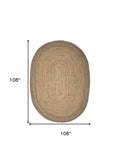 7' X 9' Natural Jute Hand Braided Oval Rug
