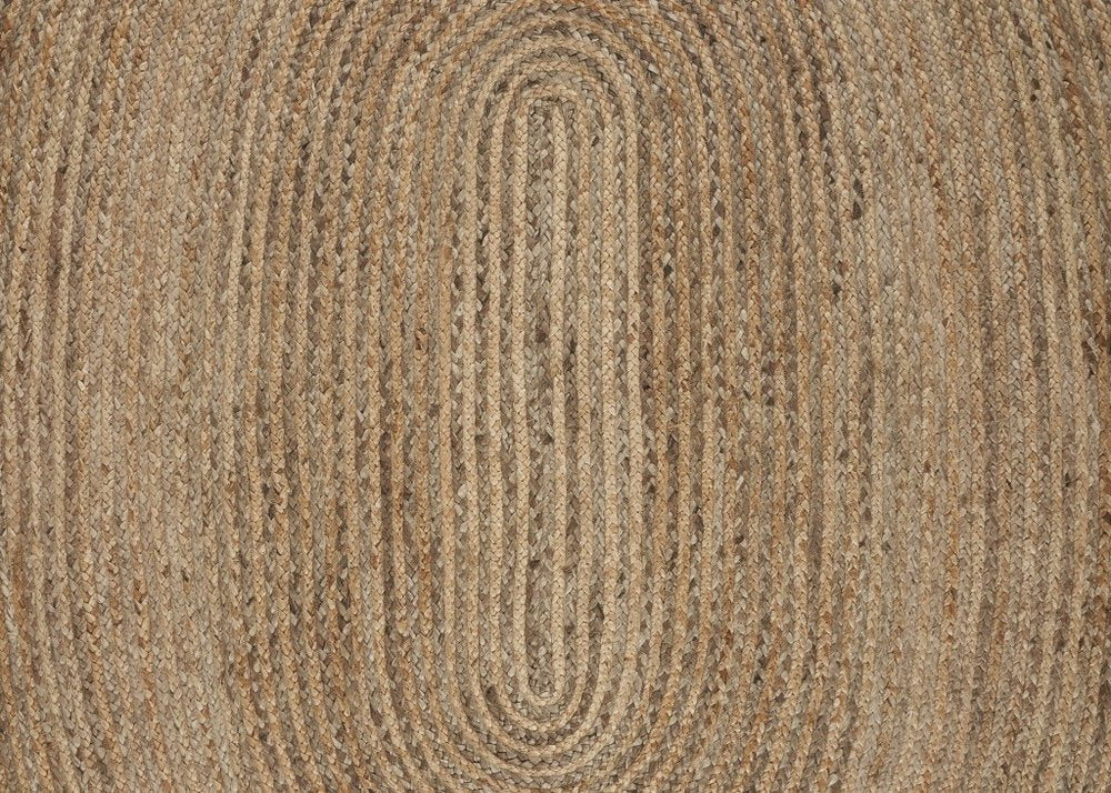 7' X 9' Natural Jute Hand Braided Oval Rug