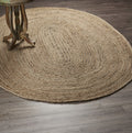 7' X 9' Natural Jute Hand Braided Oval Rug