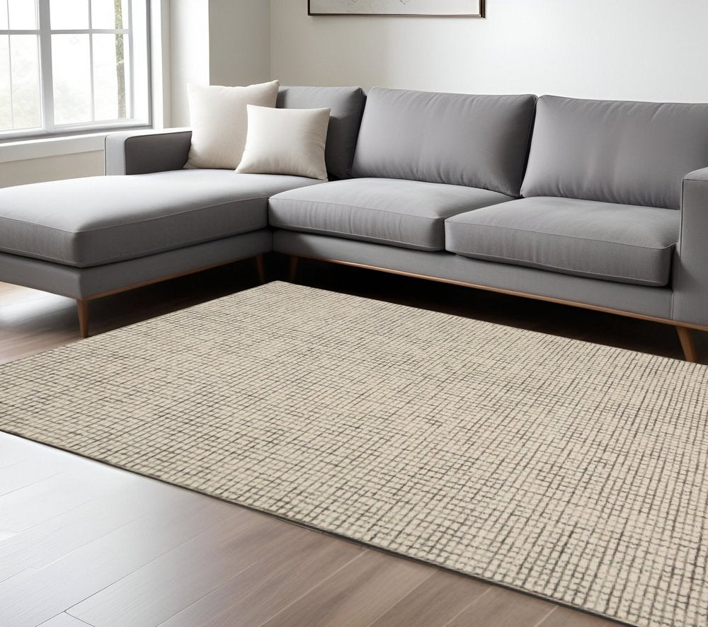 5' X 8' Tan Wool Hand Loomed Area Rug