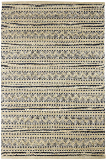 8' X 10' Blue and Beige Chevron Striped Area Rug