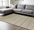 8' X 10' Blue and Beige Chevron Striped Area Rug