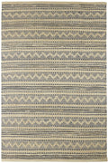 8' X 10' Blue and Beige Chevron Striped Area Rug
