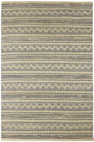 8' X 10' Blue and Beige Chevron Striped Area Rug