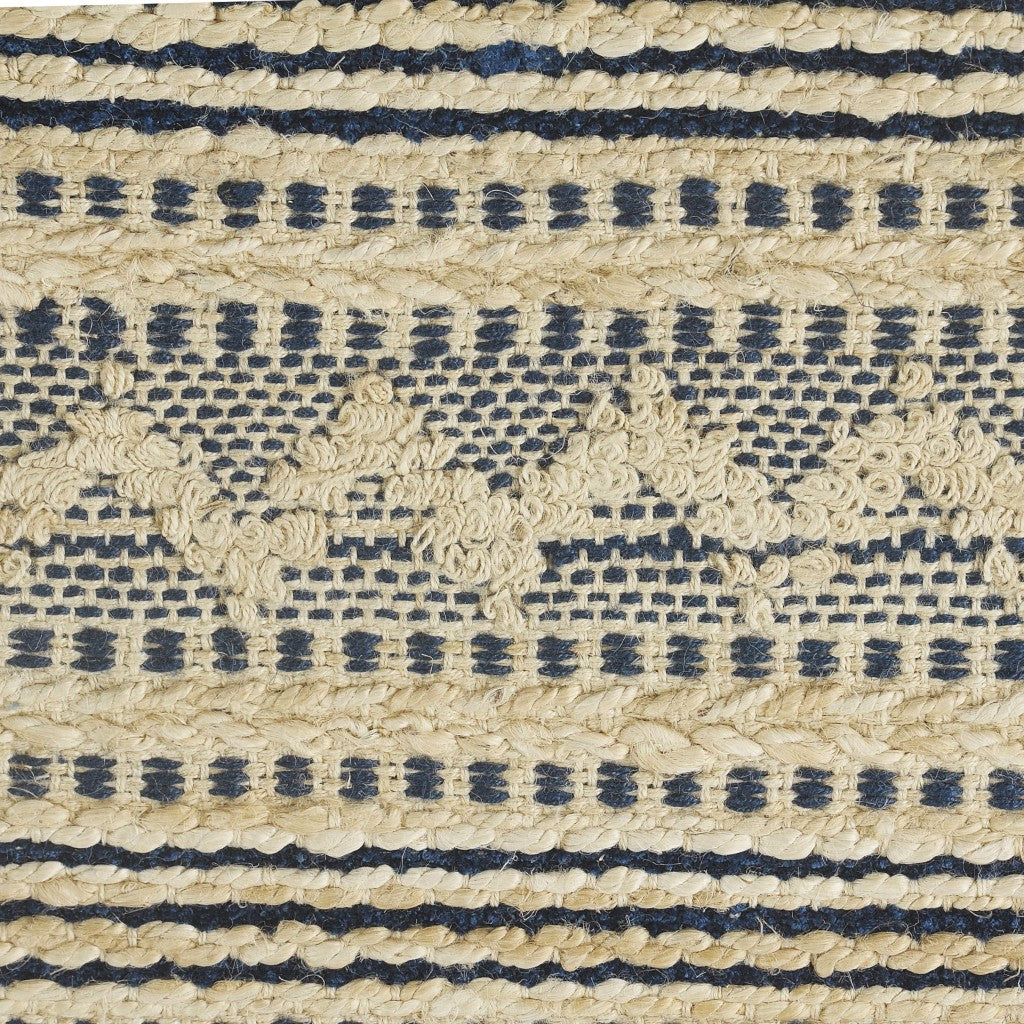 8' X 10' Blue and Beige Chevron Striped Area Rug