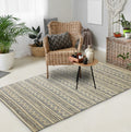 8' X 10' Blue and Beige Chevron Striped Area Rug