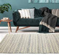 8' X 10' Blue and Beige Chevron Striped Area Rug