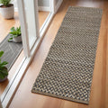 6' Natural and Gray Chevron Hand Woven Jute Runner Rug