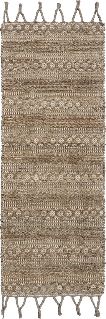 3' x 4' Tan Bohemian Tasseled Area Rug