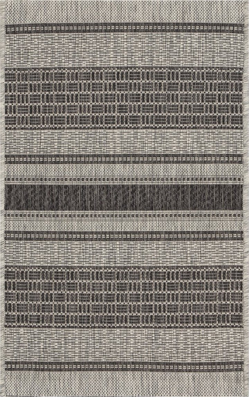 2' X 3' Gray And Black Indoor Outdoor Area Rug