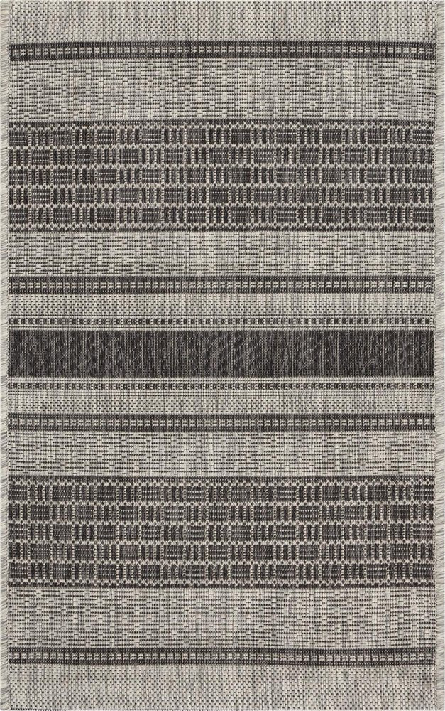 2' X 3' Gray And Black Indoor Outdoor Area Rug