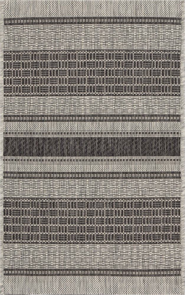 5' X 8' Gray And Black Indoor Outdoor Area Rug