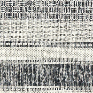 5' X 8' Gray And Black Indoor Outdoor Area Rug