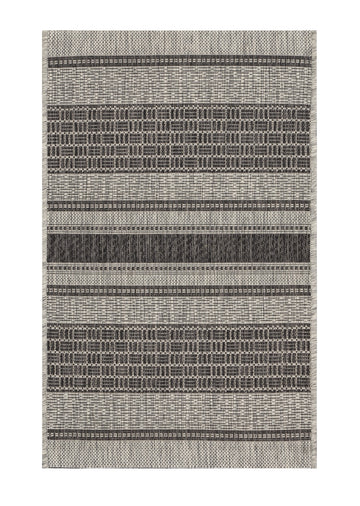 2' X 3' Gray And Black Indoor Outdoor Area Rug