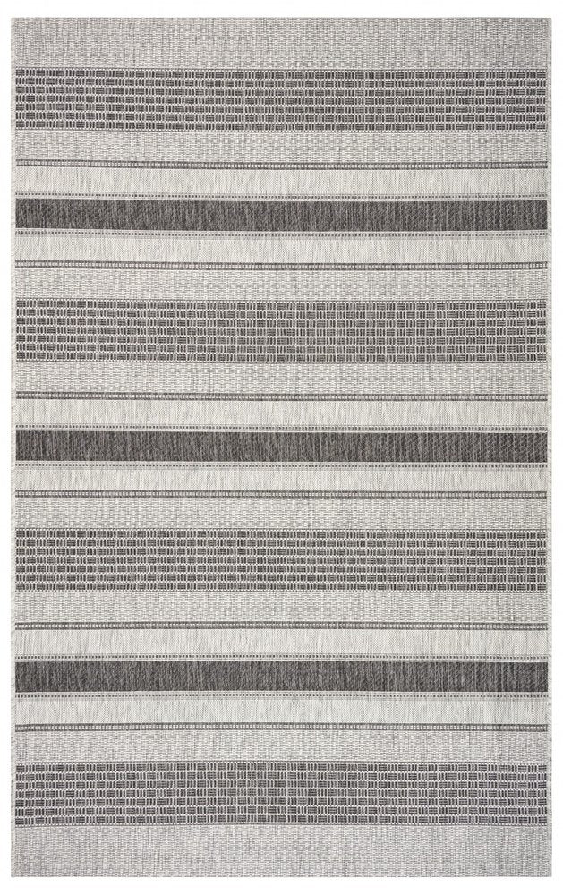 5' X 8' Gray And Black Indoor Outdoor Area Rug