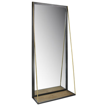 Black Metal Mirror with Shelf