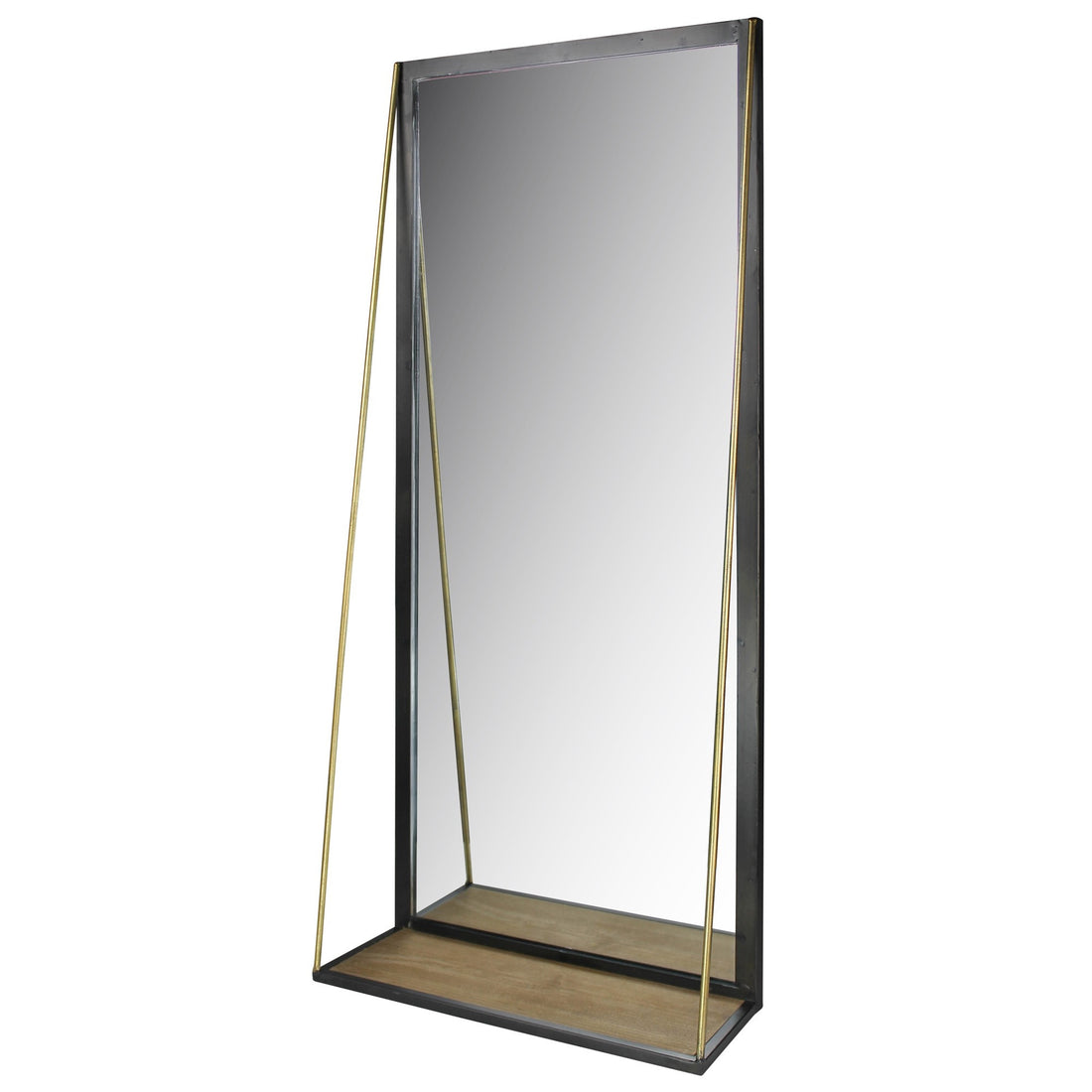 Black Metal Mirror with Shelf