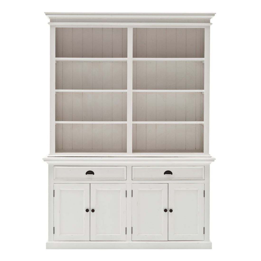 87" White Solid Wood Side Board with Hutch