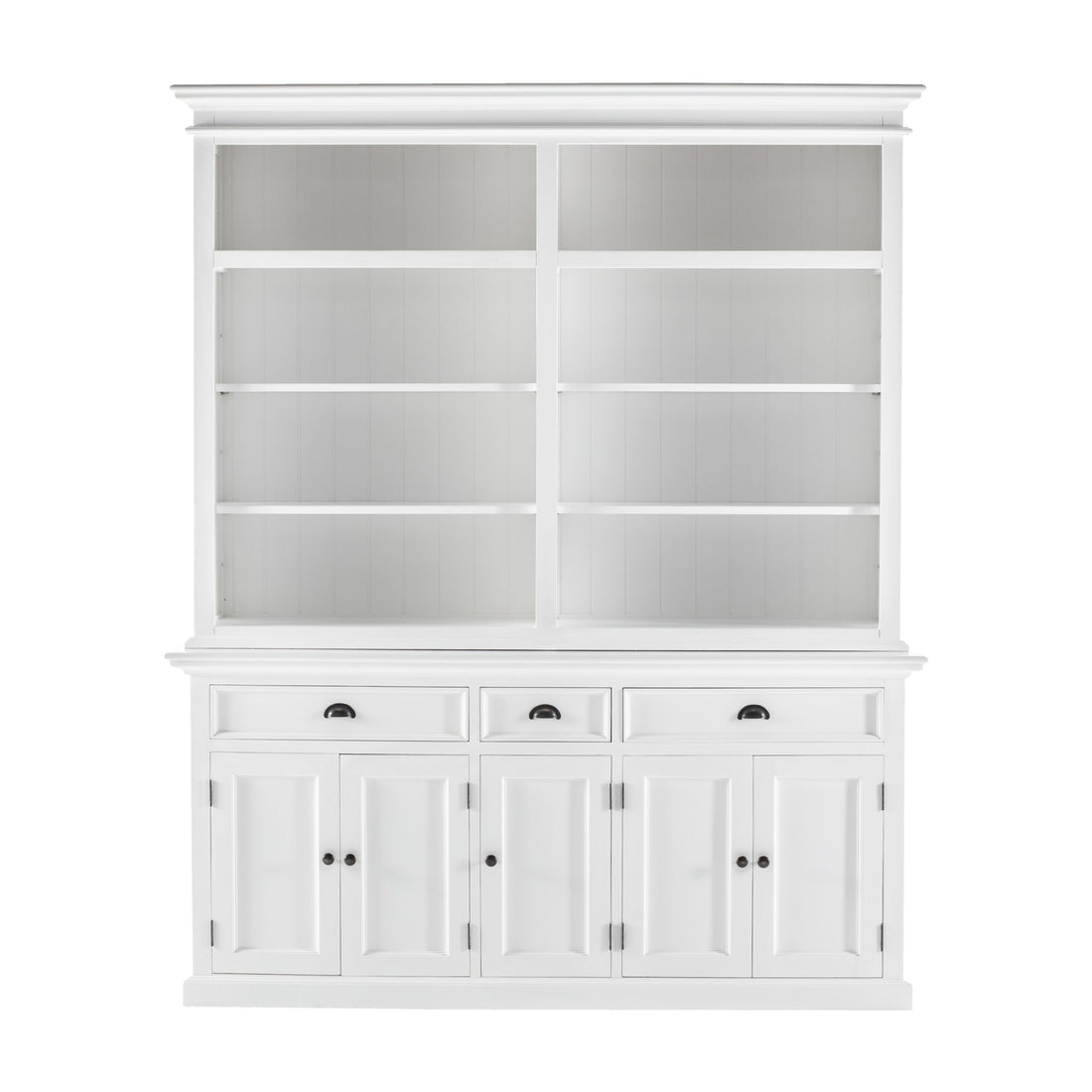 87" White Solid Wood Four Tier Bookcase