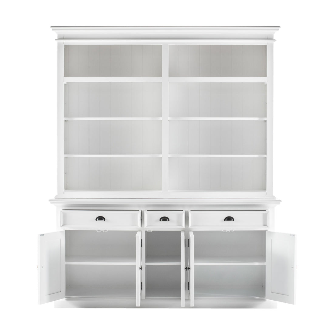 87" White Solid Wood Four Tier Bookcase