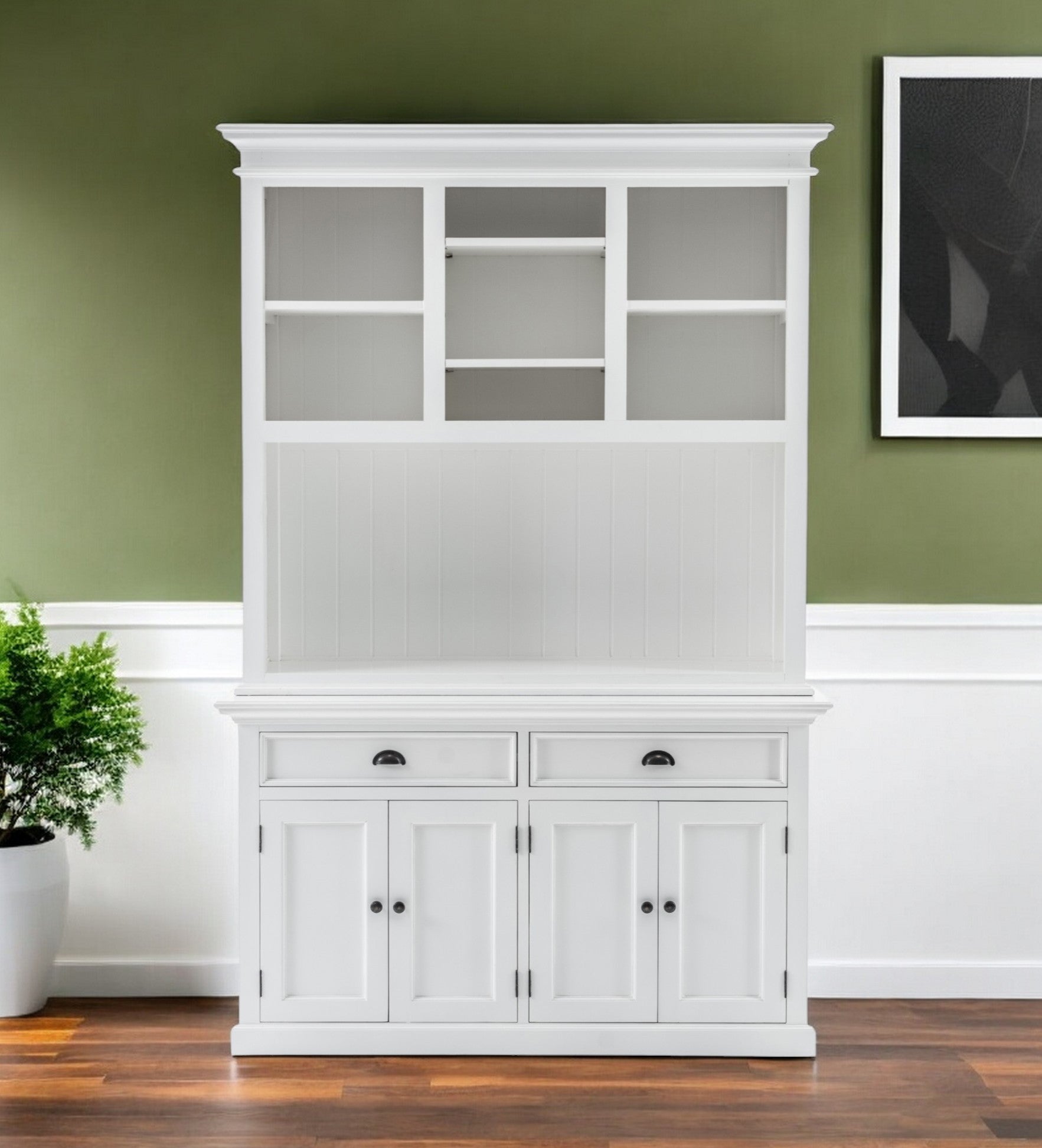 White Solid Wood Adjustable Two Tier Bookcase