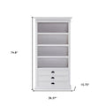 75" White Solid Wood Four Tier Bookcase