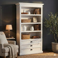 75" White Solid Wood Four Tier Bookcase
