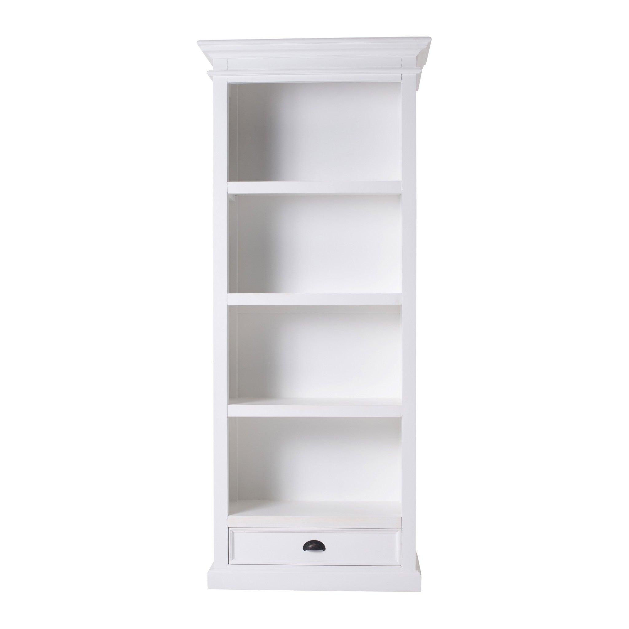 White Solid Wood Four Tier Bookcase