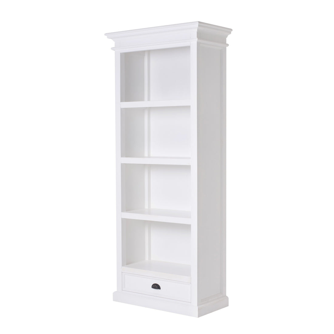 White Solid Wood Four Tier Bookcase