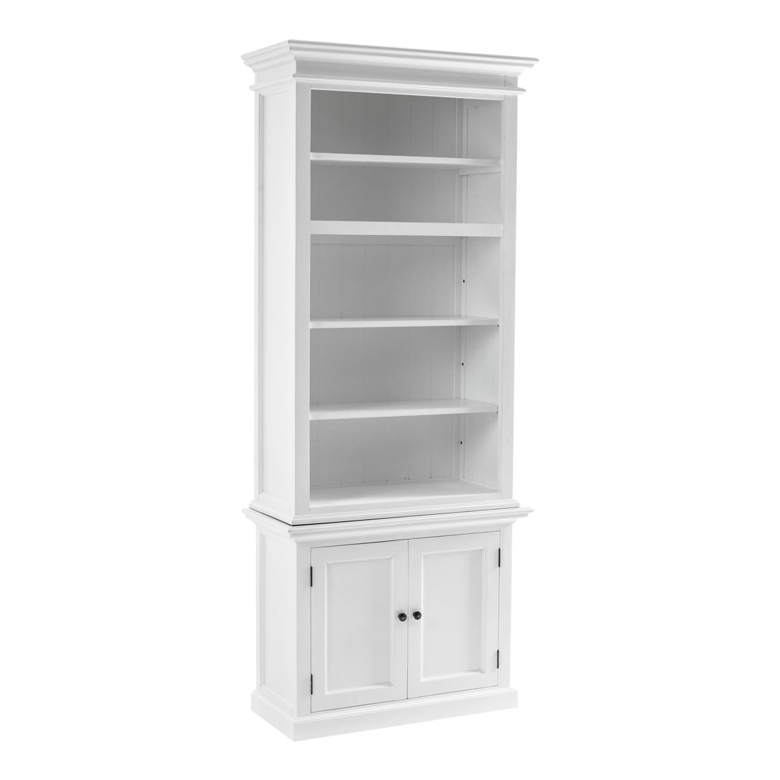 White Solid Wood Adjustable Four Tier Bookcase