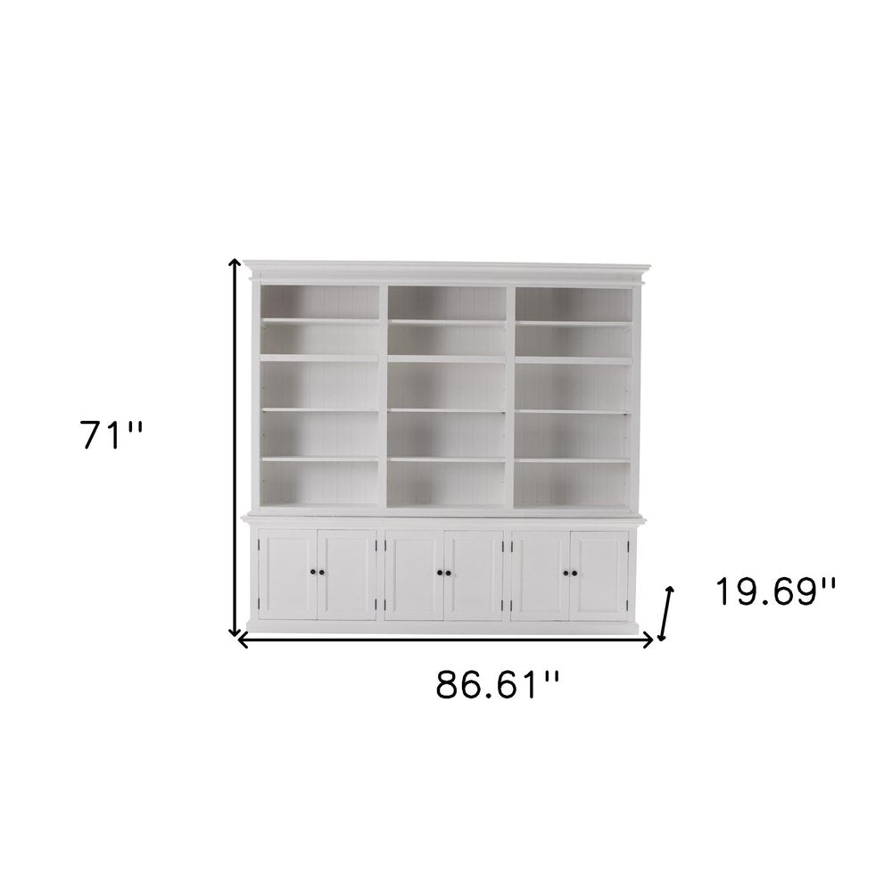 71" White Solid Wood Frame Dining Hutch With Multiple Shelves And Three Drawers