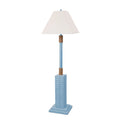 63" Light Blue Polyresin Floor Lamp With Tan Linen Shade
