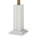 63" White Polyresin Floor Lamp With White Linen Shade
